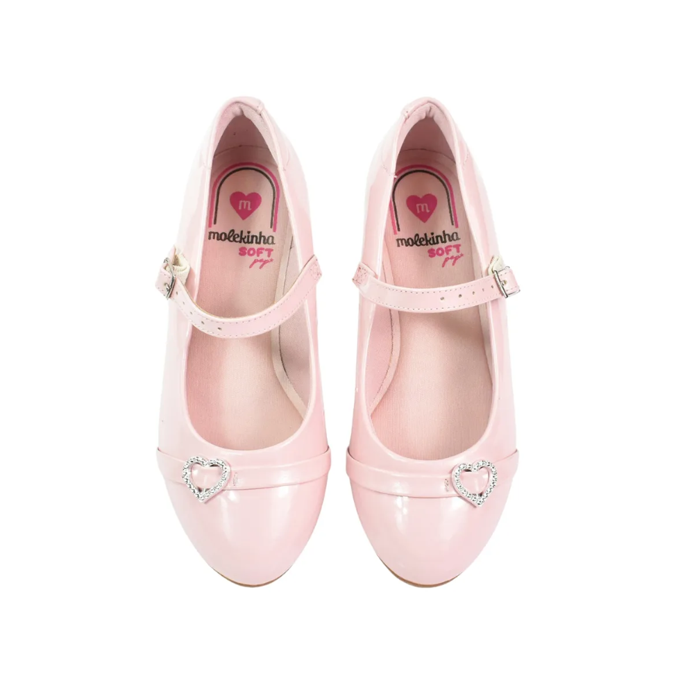 Sapatilha Molekinha Verniz Salto Baixo Rosa para Meninas Rosa 4