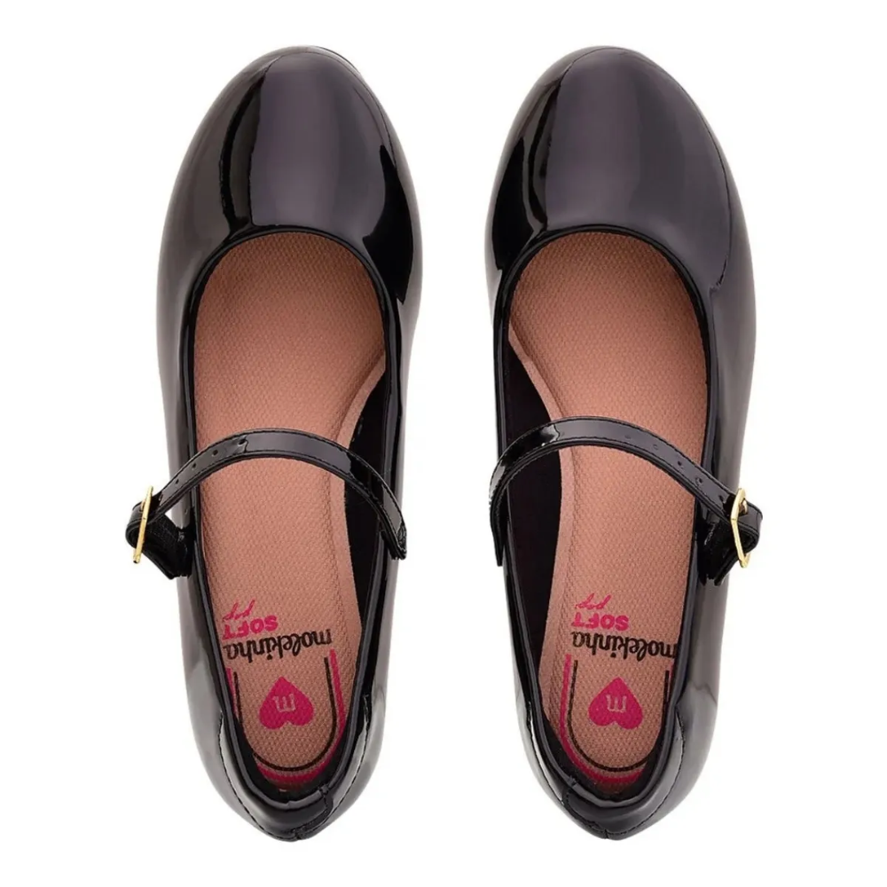 Sapatilha Molekinha Infantil Slingback Preta Elegancia Preto 4
