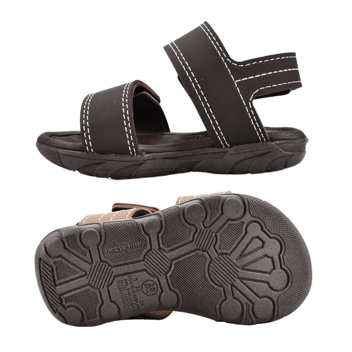 Sandalia Papete Molekinho Infantil Menino Marrom 3