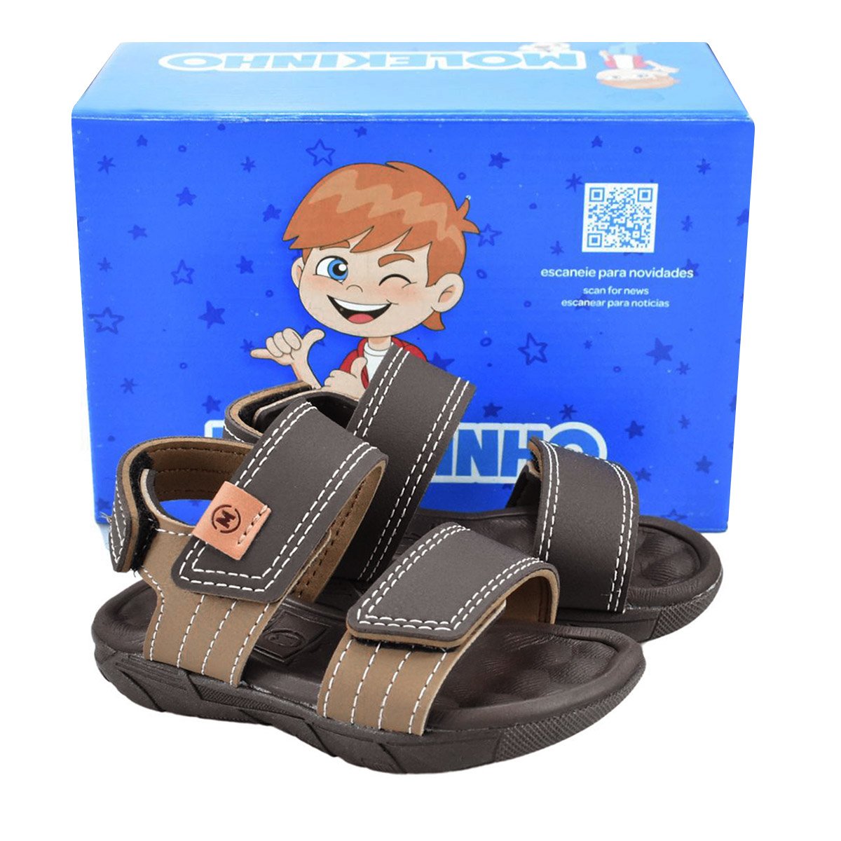 Sandalia Papete Molekinho Infantil Menino Marrom 4