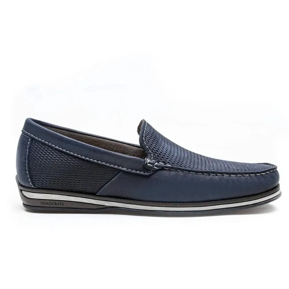Mocassim Masculino Democrata Couro Marinho Casual Estilo Navy 1