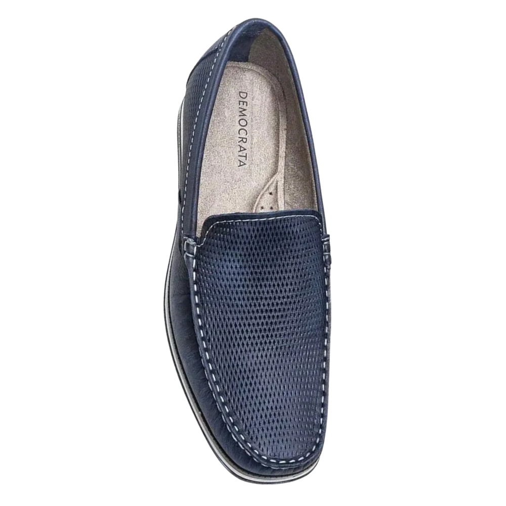 Mocassim Masculino Democrata Couro Marinho Casual Estilo Navy 6
