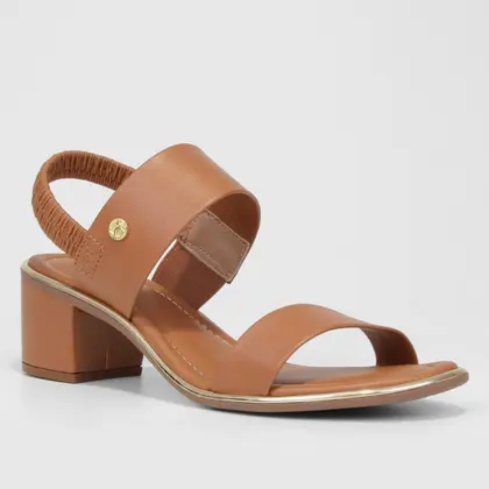 Beira Rio Salto Bloco Camel Feminina Sofisticada