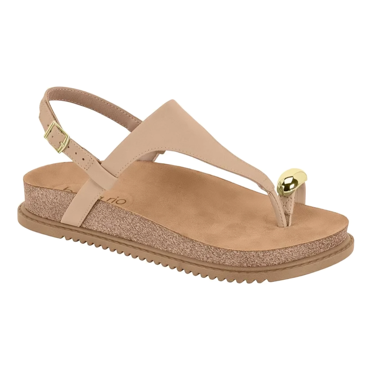 Sandalia Beira Rio Nobuk Bege Conforto