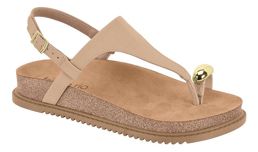 Sandalia Beira Rio Nobuk Bege Conforto Bege 2