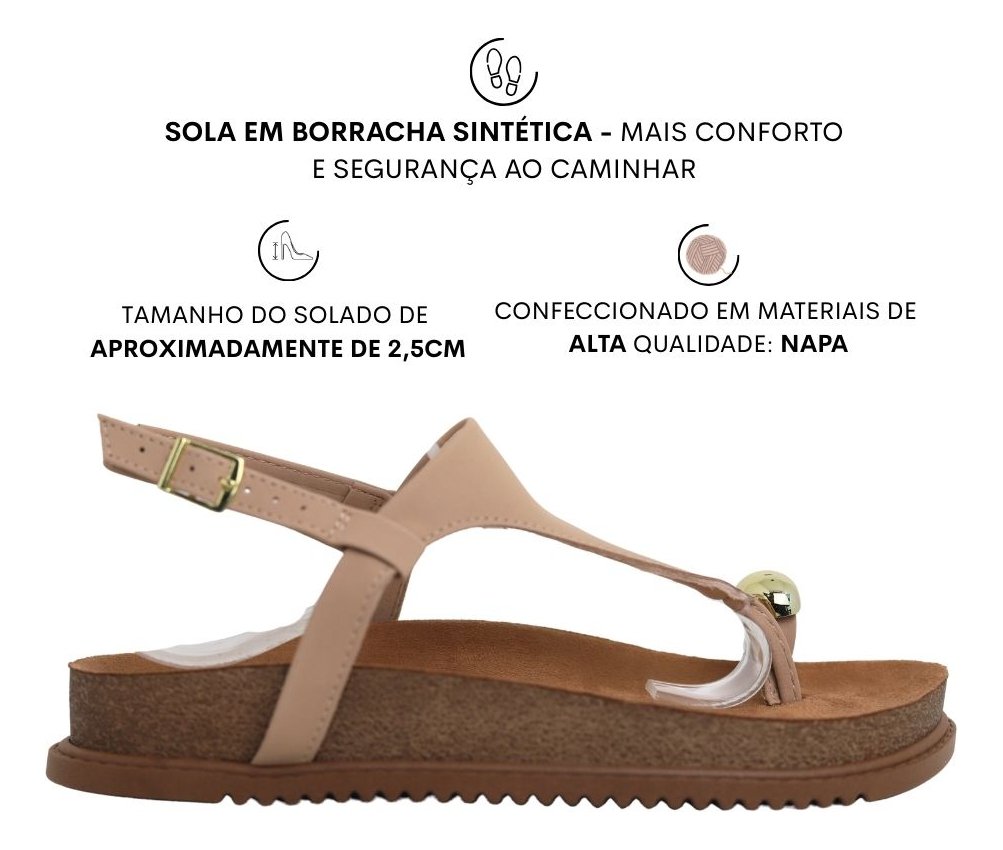 Sandalia Beira Rio Nobuk Bege Conforto Bege 6