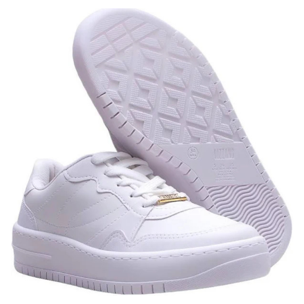 VIZZANO Tenis Branco Plataforma Elegancia e Conforto Branco 1