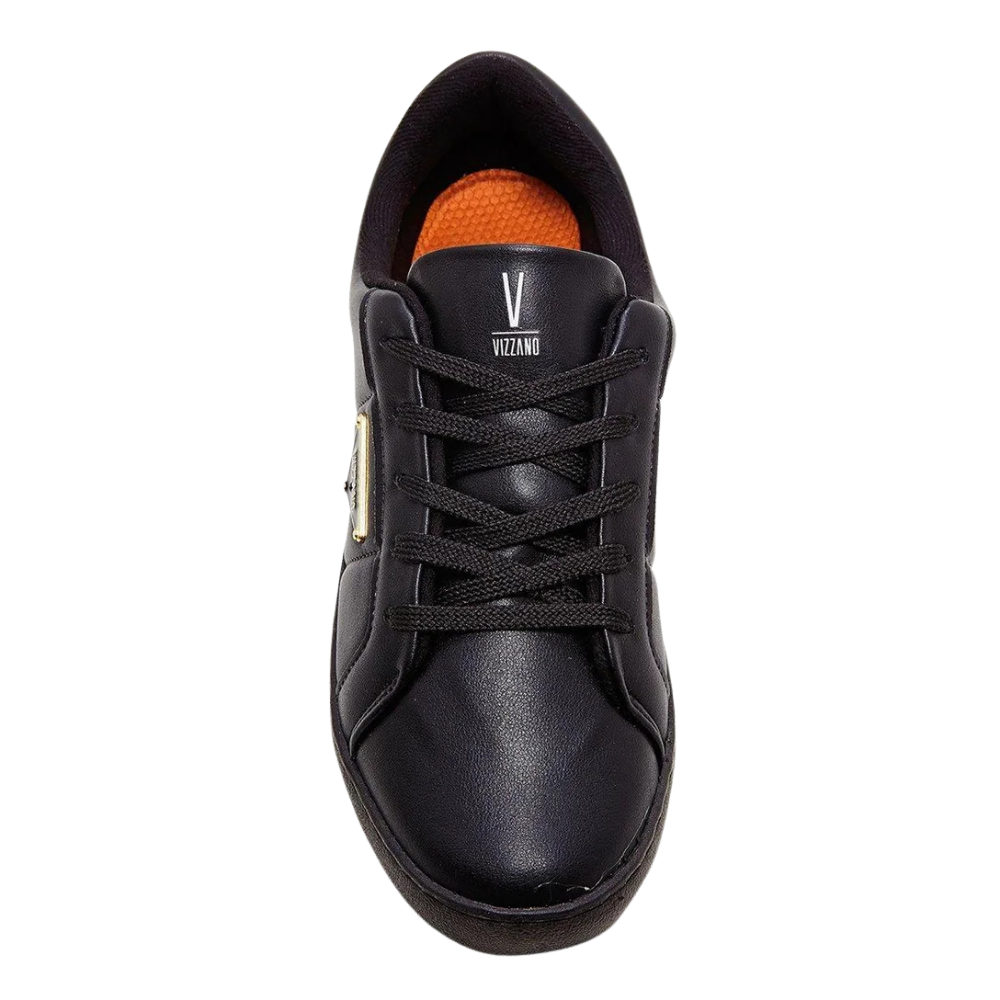 Tenis Vizzano Feminino Preto Com Detalhe Dourado Casual Preto 4