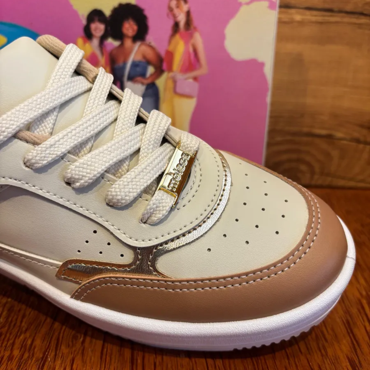 Tenis Moleca Off White Nude Dourado Confort Off White/Nude 4