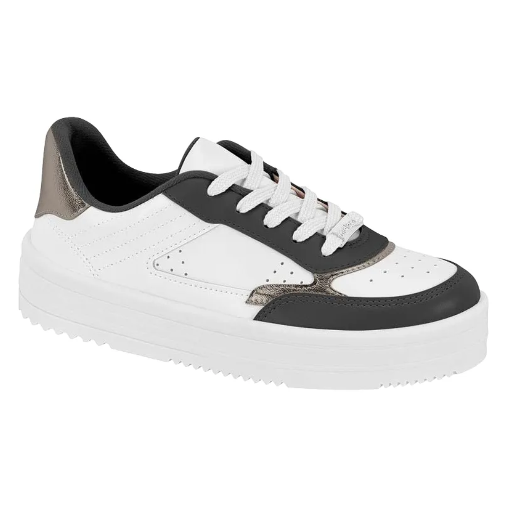 Tenis Moleca Branco Preto Grafite Confortavel