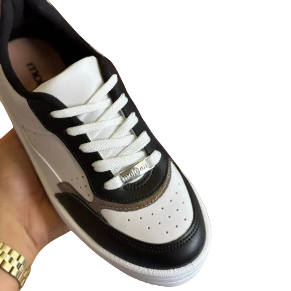 Tenis Moleca Branco Preto Grafite Confortavel Branco/Preto 3