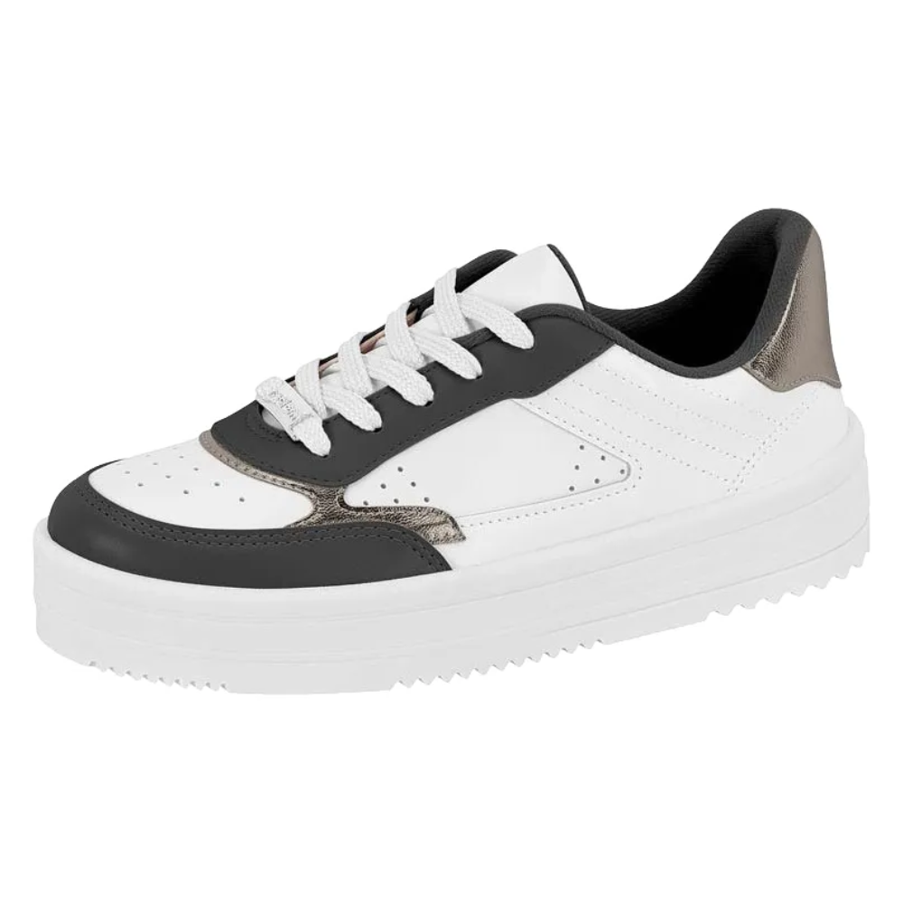 Tenis Moleca Branco Preto Grafite Confortavel Branco/Preto 4