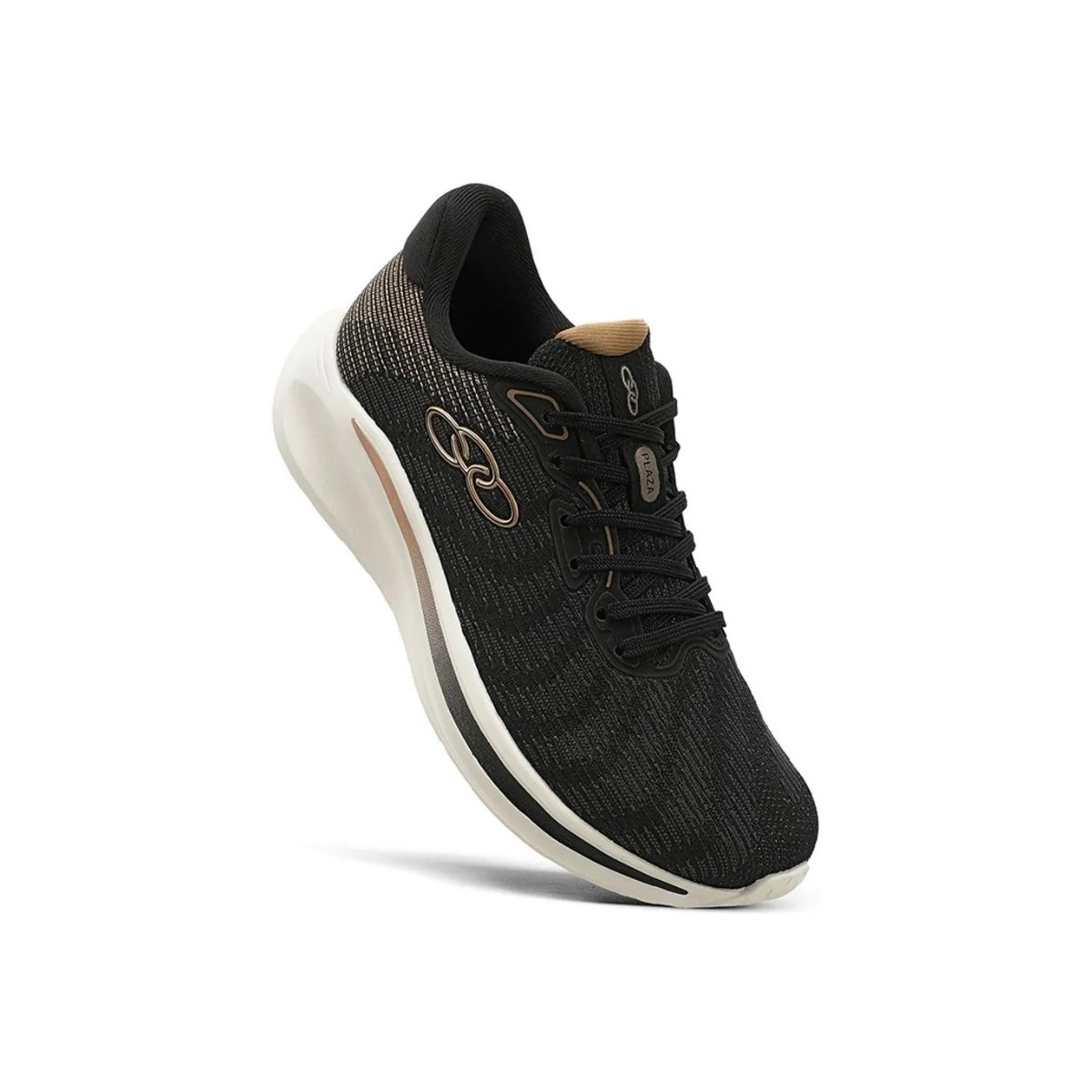 Olympikus Plaza Feminino Preto Dourado Caminhada Preto 2