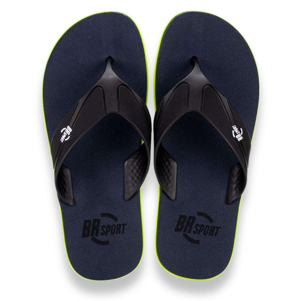 Chinelo Br Sport De Dedo Leve Confortavel Masculino Preto Branco
