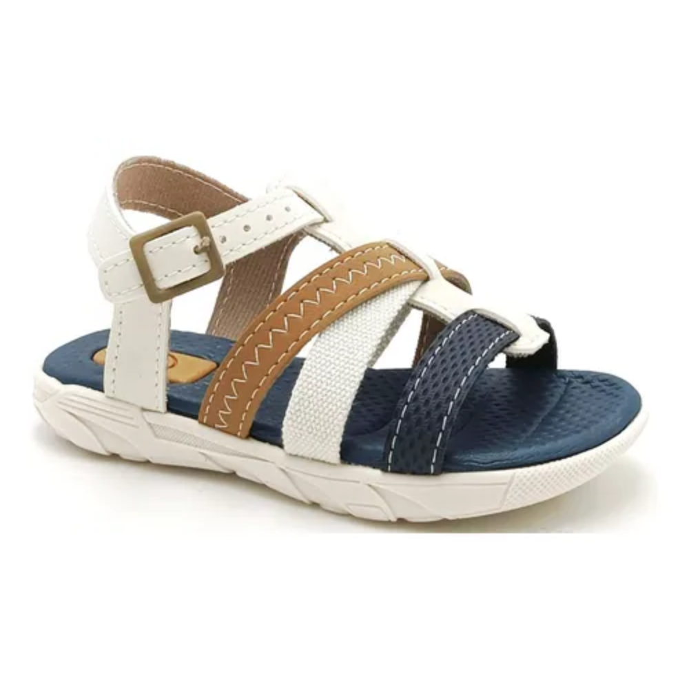 Sandalia Menino Infantil Molekinho Branco Marinho