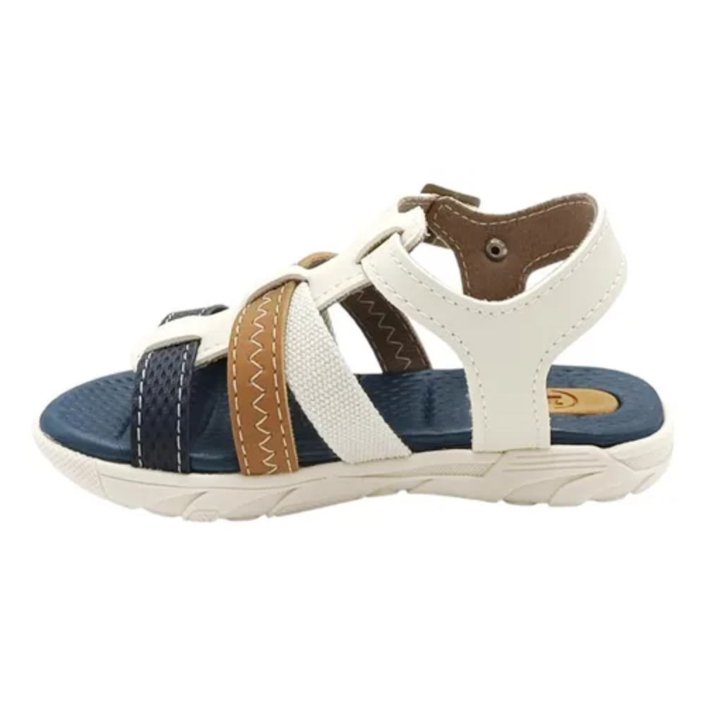 Sandalia Menino Infantil Molekinho Branco Marinho Off White/Caramelo 3