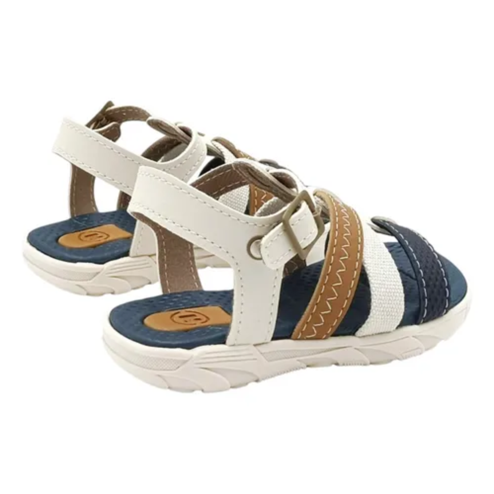 Sandalia Menino Infantil Molekinho Branco Marinho Off White/Caramelo 4