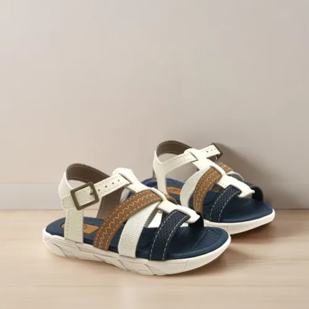 Sandalia Menino Infantil Molekinho Branco Marinho Off White/Caramelo 5