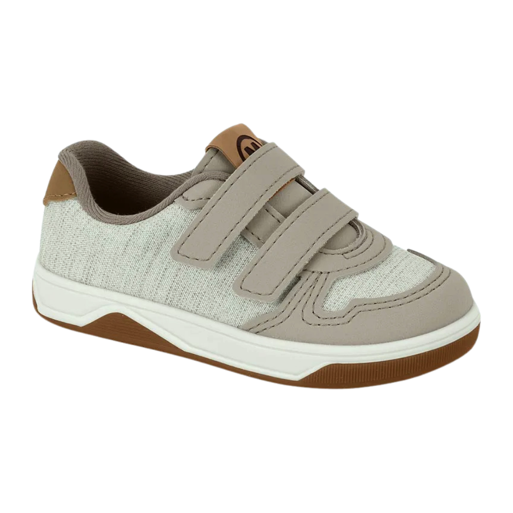 Tenis Molekinho Meninos  Branco Off Camel Ajustavel