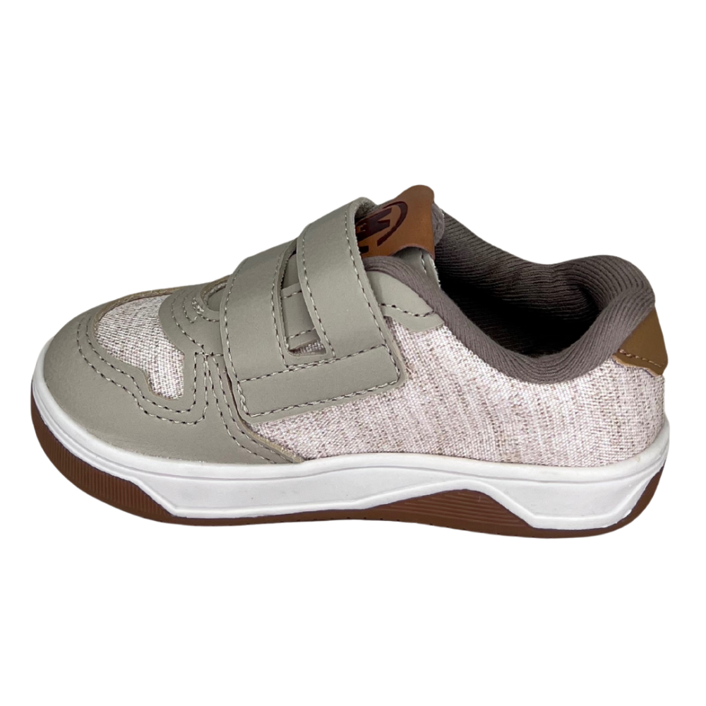 Tenis Molekinho Meninos  Branco Off Camel Ajustavel Areia 2