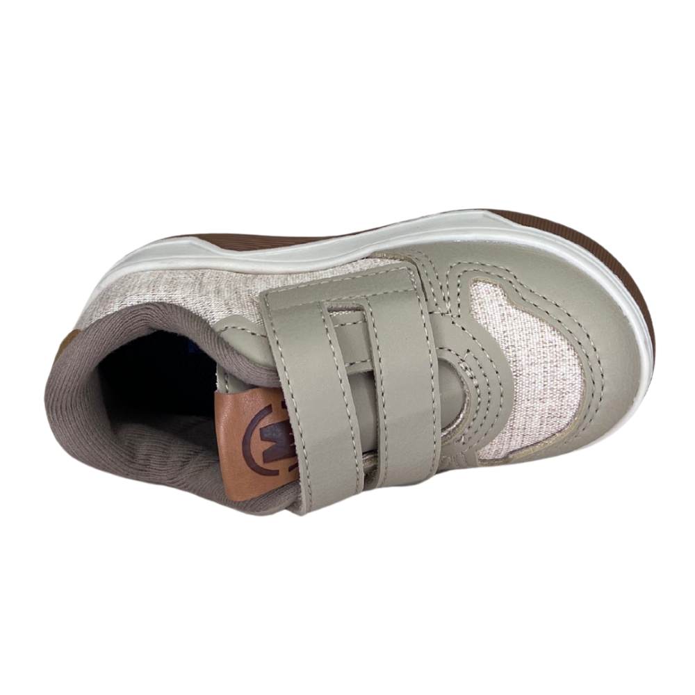 Tenis Molekinho Meninos  Branco Off Camel Ajustavel Areia 3