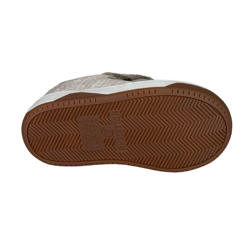 Tenis Molekinho Meninos  Branco Off Camel Ajustavel Areia 4