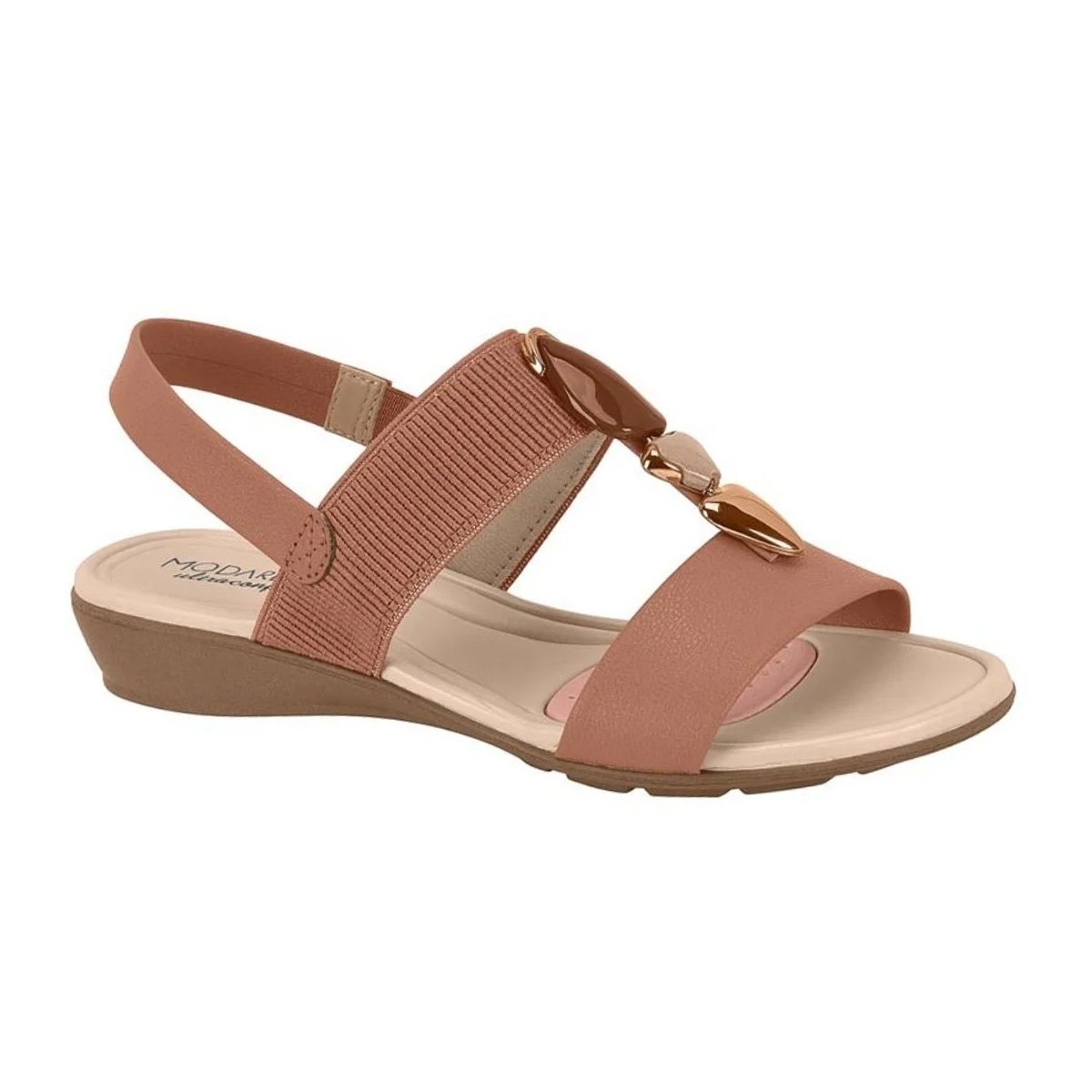 Sandalia Feminina Modare Argila Conforto Elastico Ajustavel