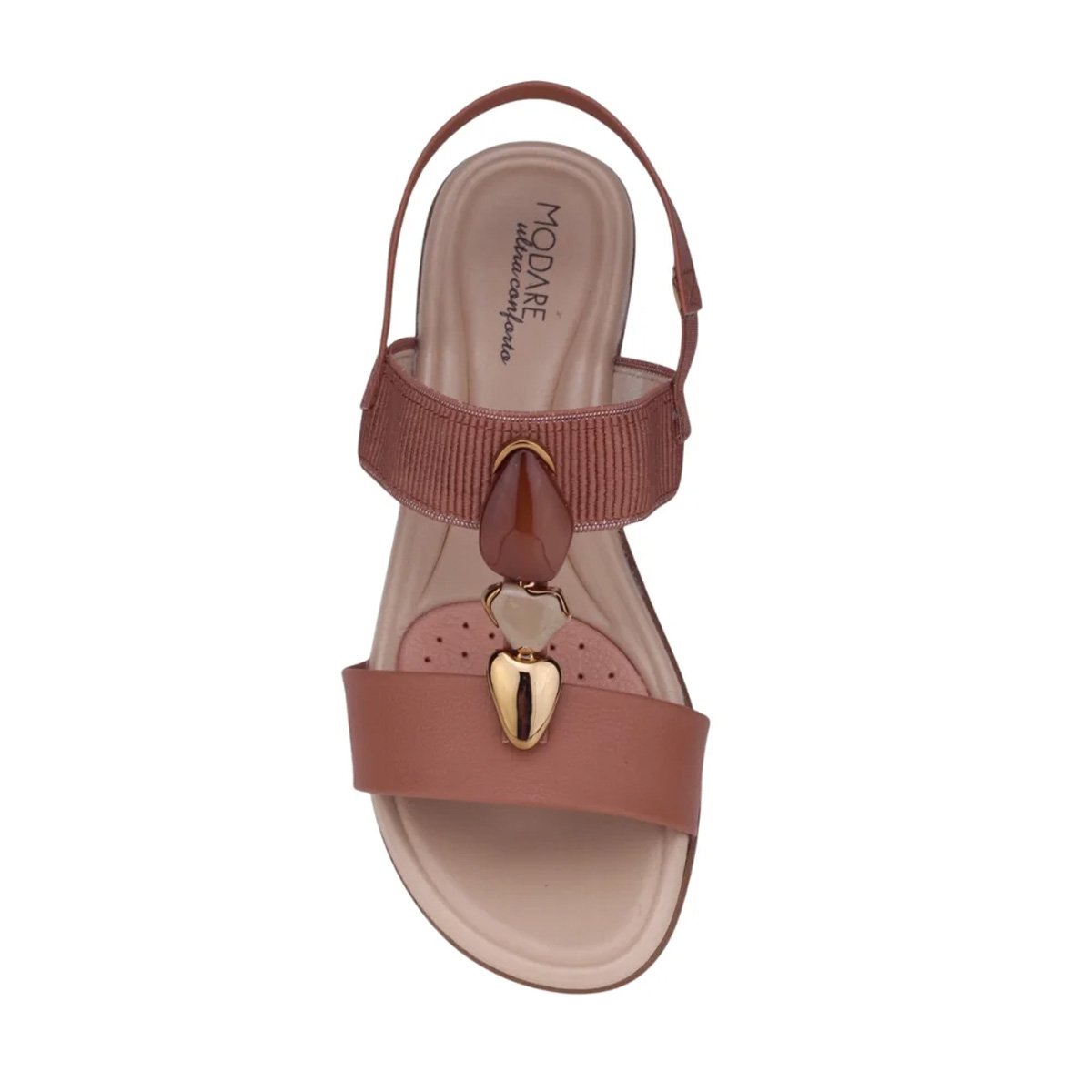 Sandalia Feminina Modare Argila Conforto Elastico Ajustavel Marrom 2