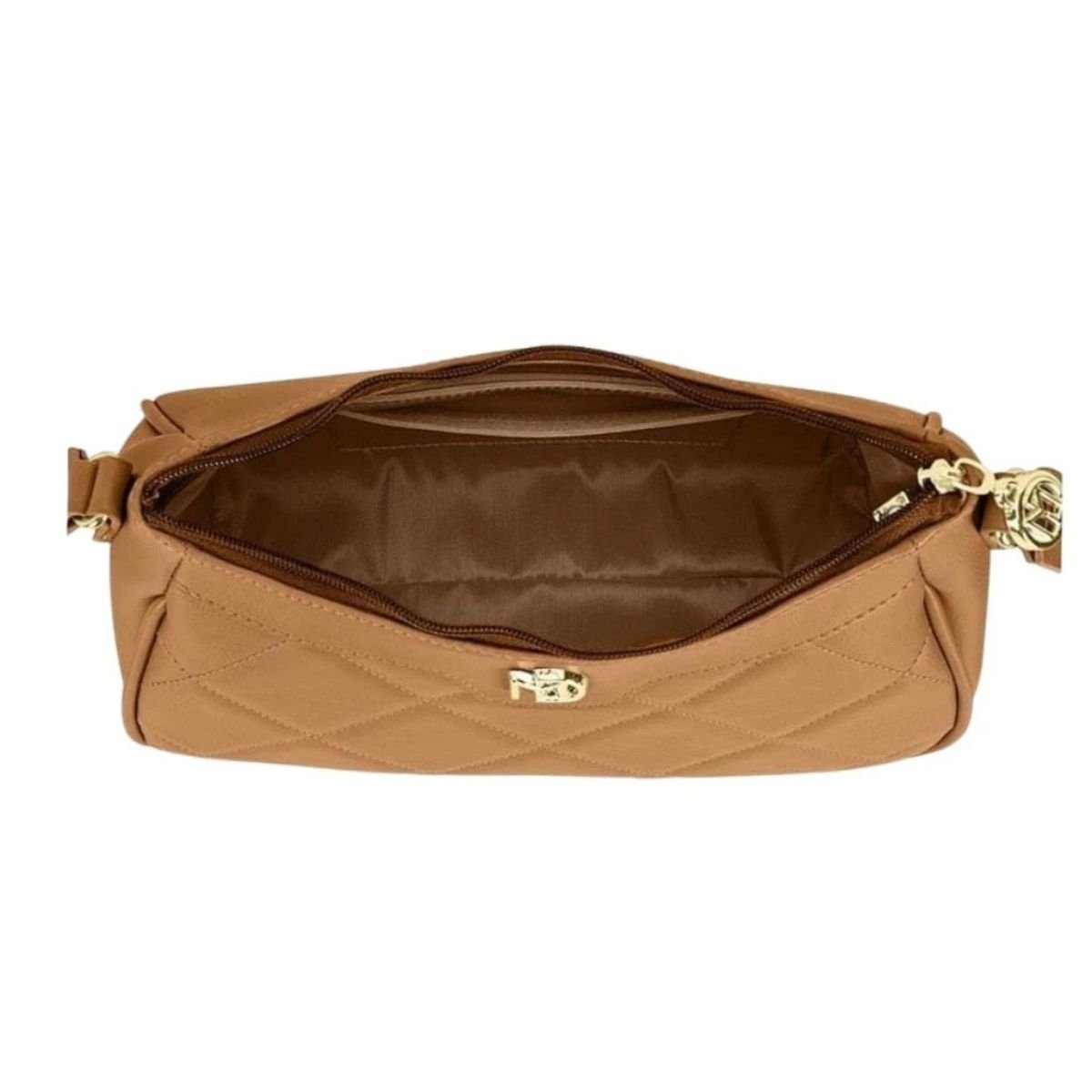 Bolsa Feminina Tiracolo Moderna e Leve Napa Soft Camel  Marrom 2