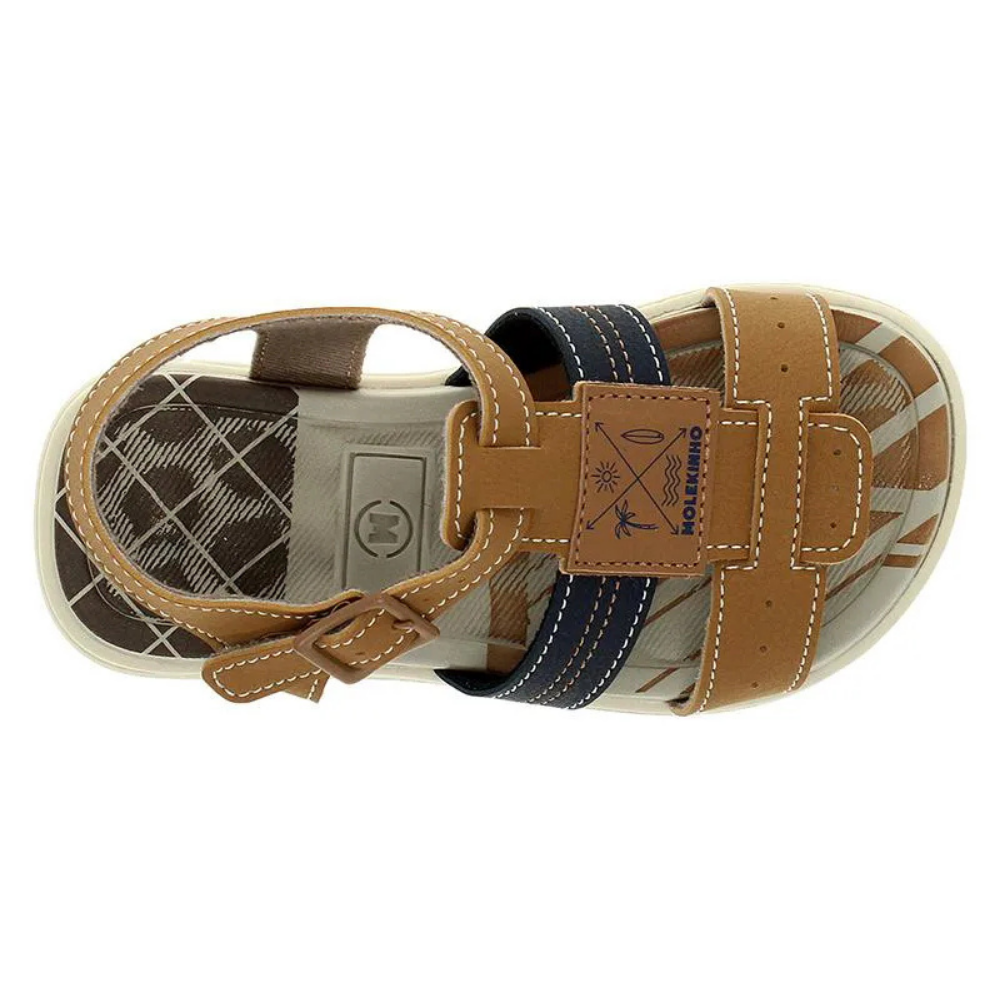 Sandalia Molekinho Menino Ajustavel  Solado Antiderrapante Caramelo/Marinho 4
