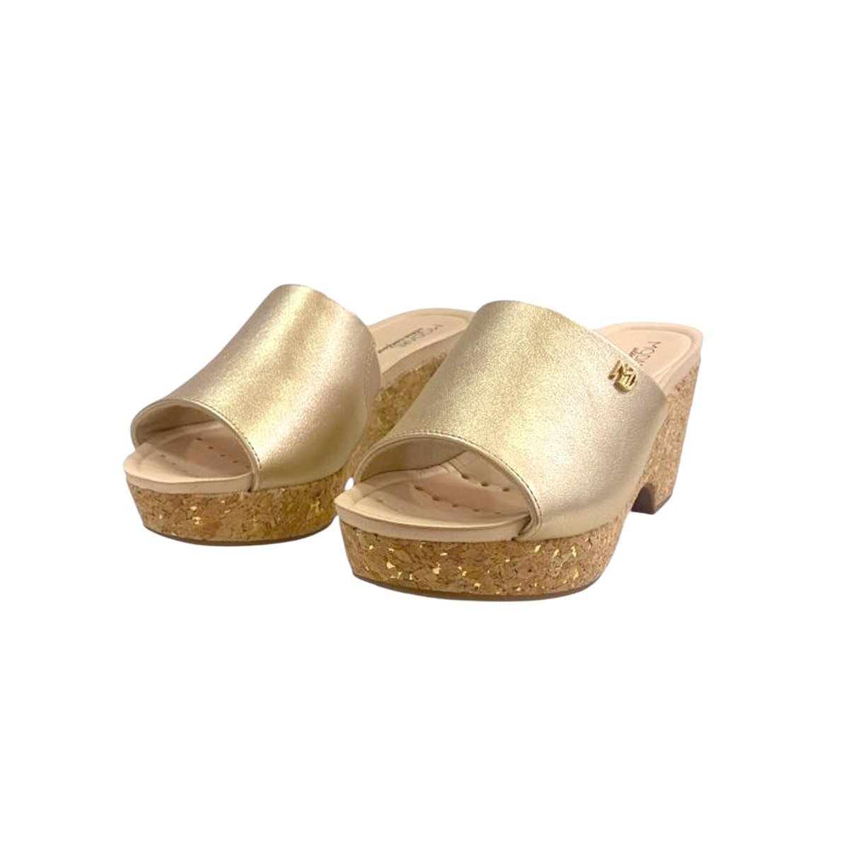 Tamanco Modare Anabela Metalizado Feminino Elegante Dourado 2