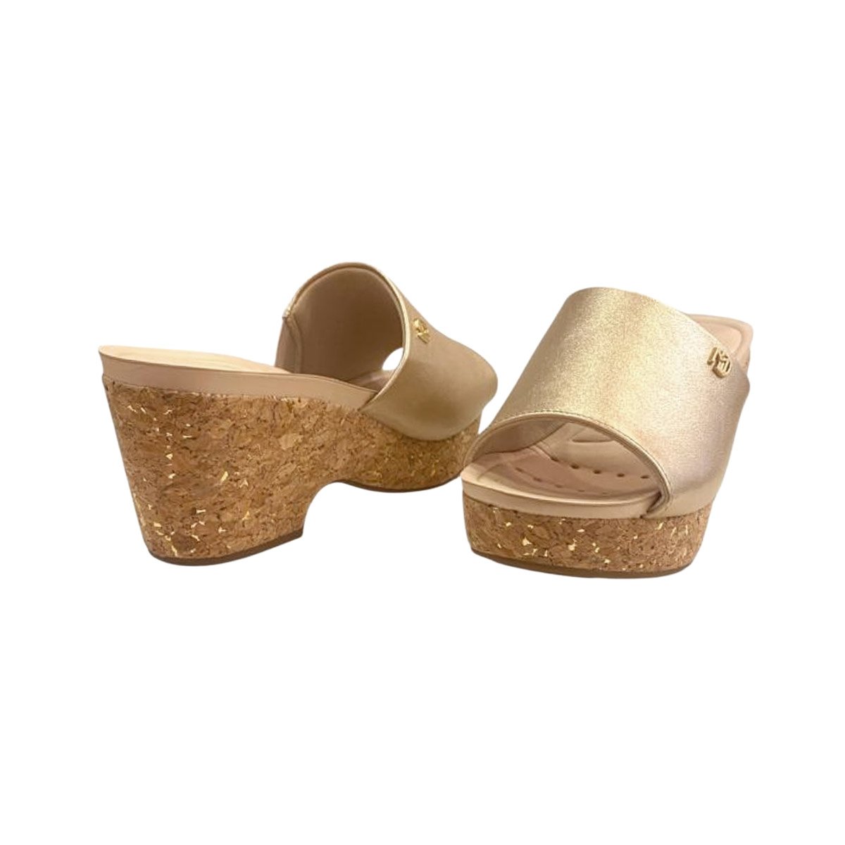 Tamanco Modare Anabela Metalizado Feminino Elegante Dourado 6