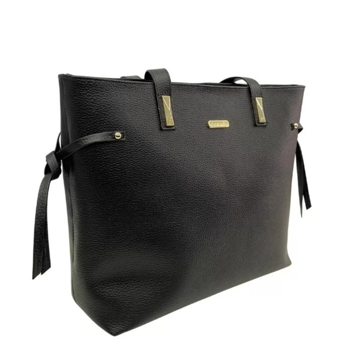 Bolsa Beira Rio Napa Preta com Design Casual e Sofisticado Preto 3