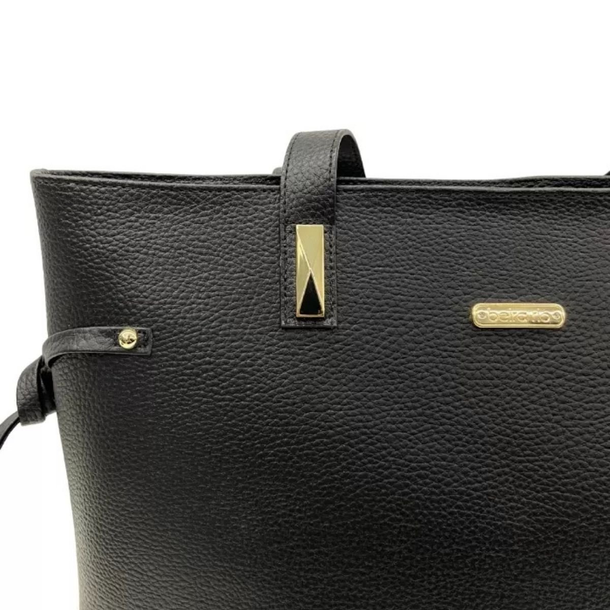 Bolsa Beira Rio Napa Preta com Design Casual e Sofisticado Preto 5