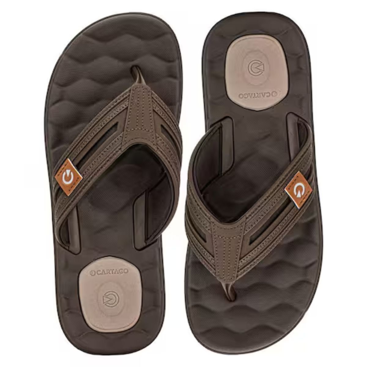 Chinelo Cartago Masculino Marrom Bege Leve e Resistente Marrom/Bege 2