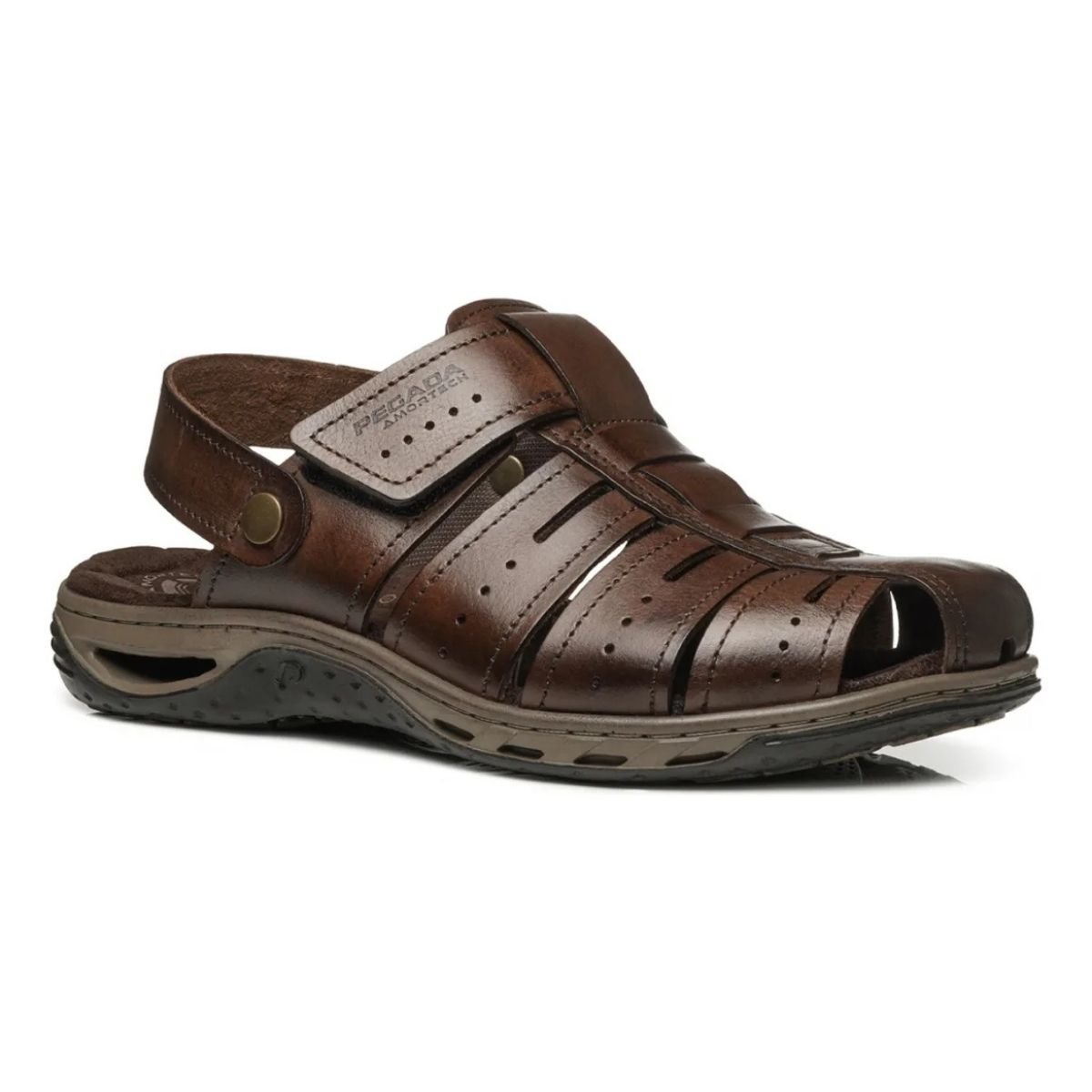 Sandalia Pegada Couro Marrom Conforto Estilo