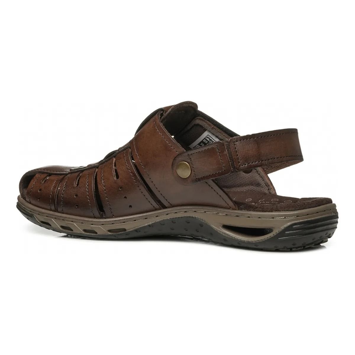 Sandalia Pegada Couro Marrom Conforto Estilo Cravo 4