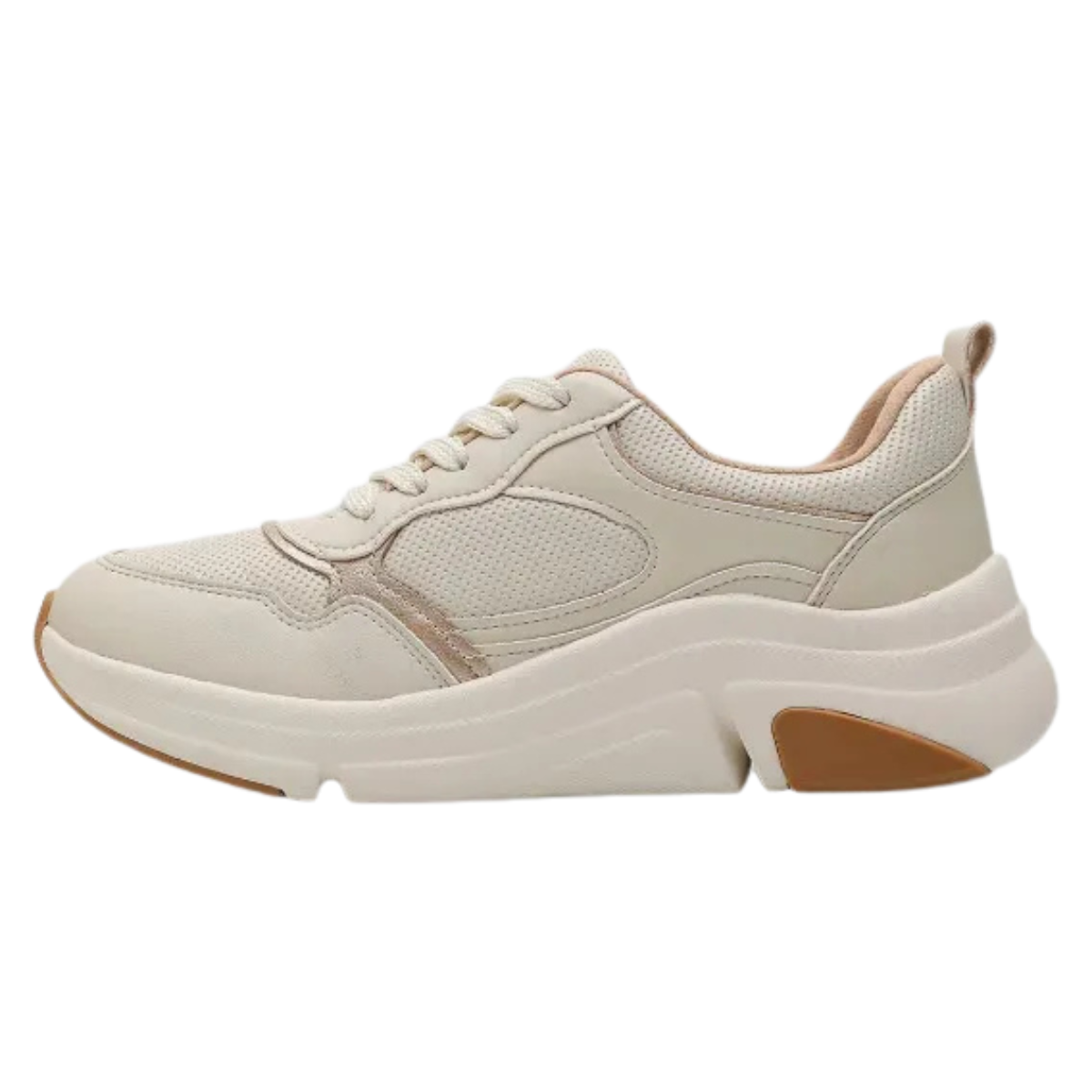 Modare Tenis Feminino Branco Off-Dourado Conforto e Estilo Off White/Dourado 2
