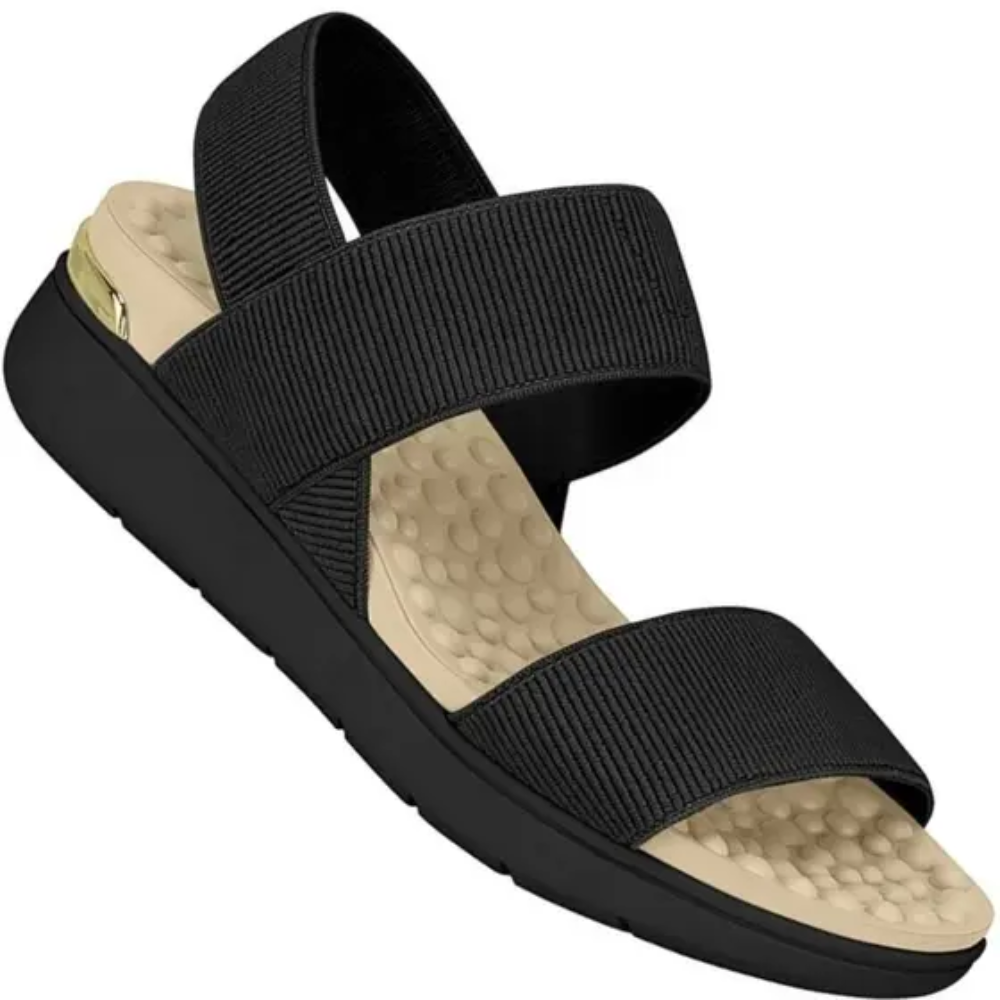 Sandalia Modare Comfort Ortopedica Elasticos Feminina Preta Preto 2