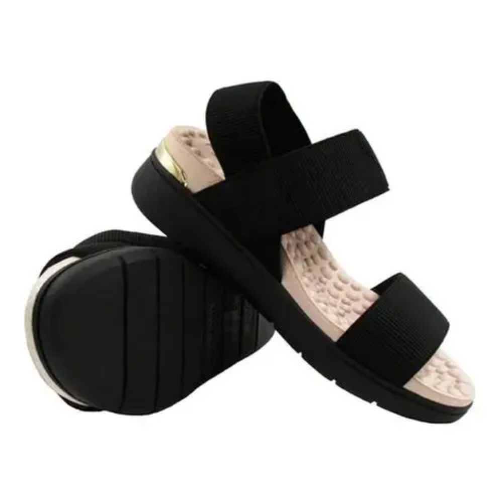 Sandalia Modare Comfort Ortopedica Elasticos Feminina Preta Preto 3