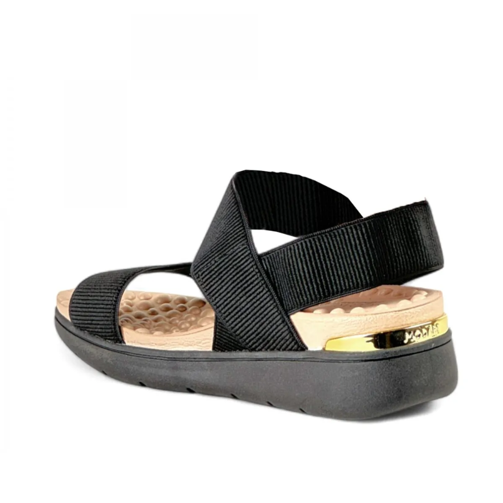 Sandalia Modare Comfort Ortopedica Elasticos Feminina Preta Preto 5