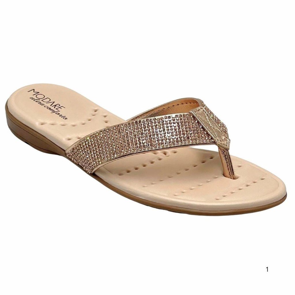 Rasteira Modare Ultraconforto De Dedo Casual  Strass Feminina Nude