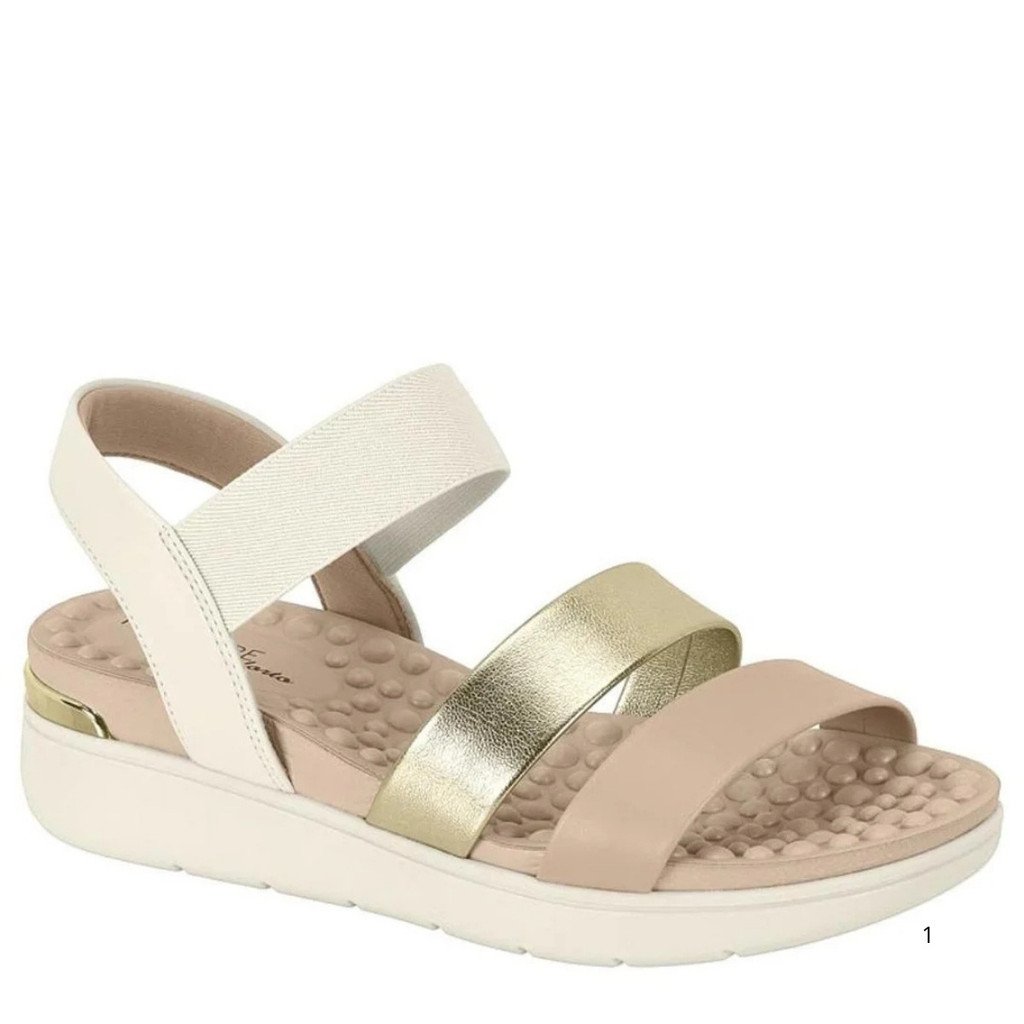 Sandalia Modare Casual Conforto Salto Anabela Feminina Dourada