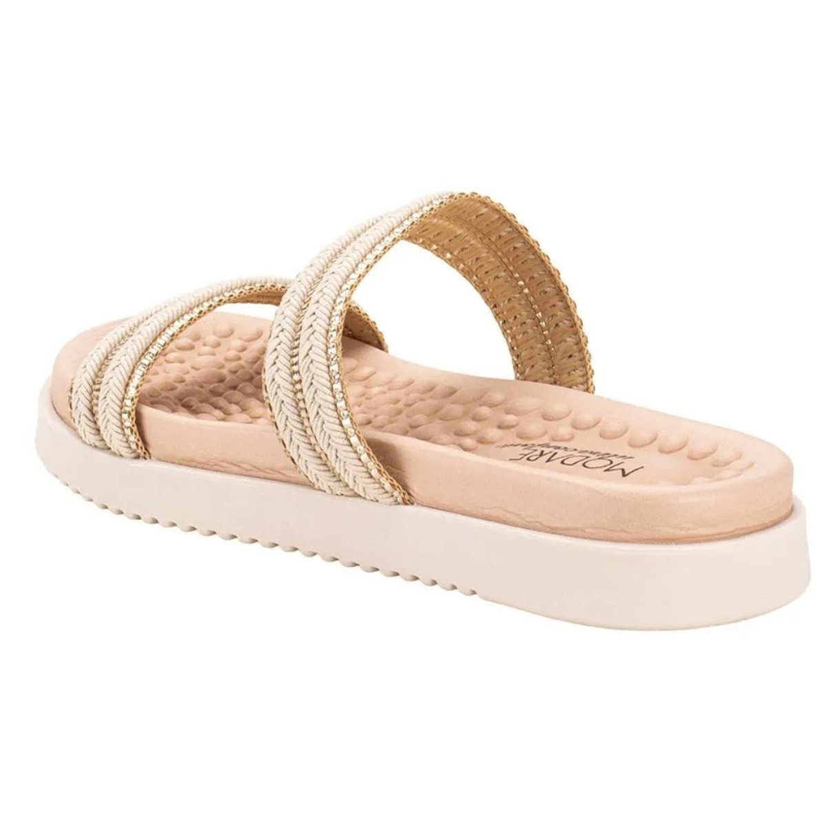 Papete Modare Tiras Strass Elegante Creme Dourado Creme/Dourado 2