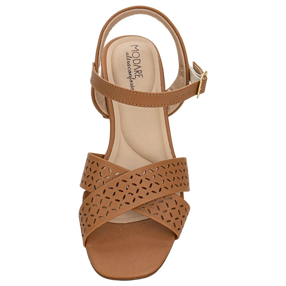 Sandalia Modare Napa Floather Camurca Elegante Camel 2