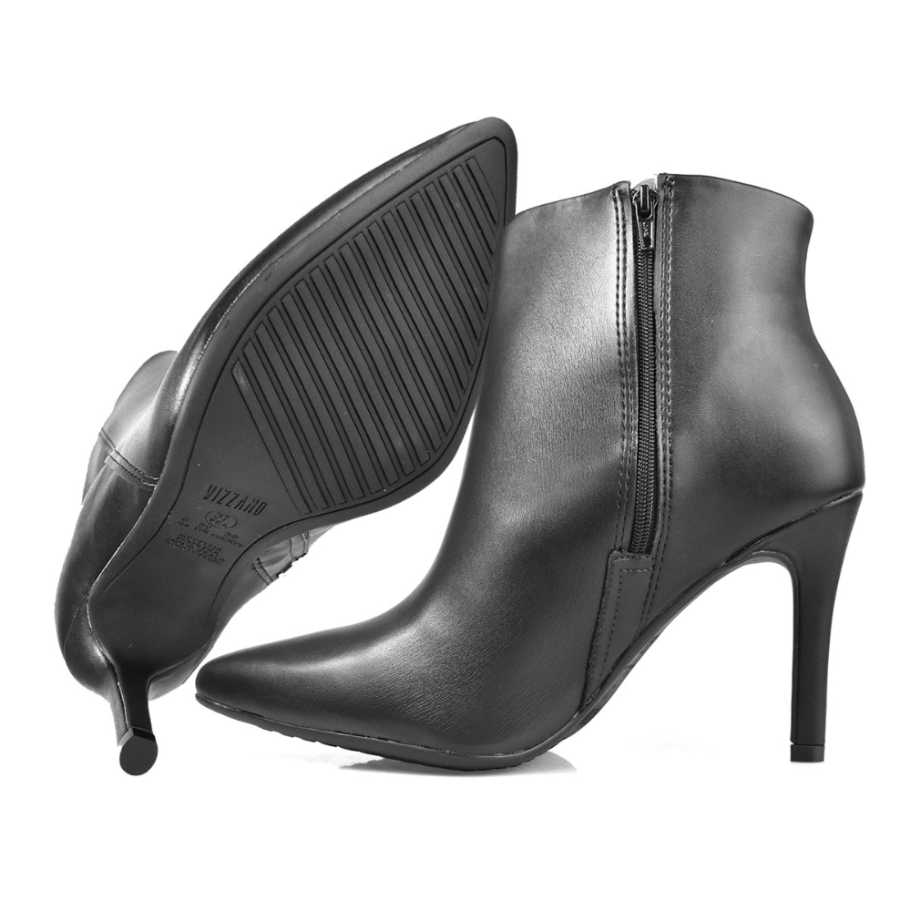 Bota Feminina Vizzano Preta Bico Fino Sintetico Preto 6