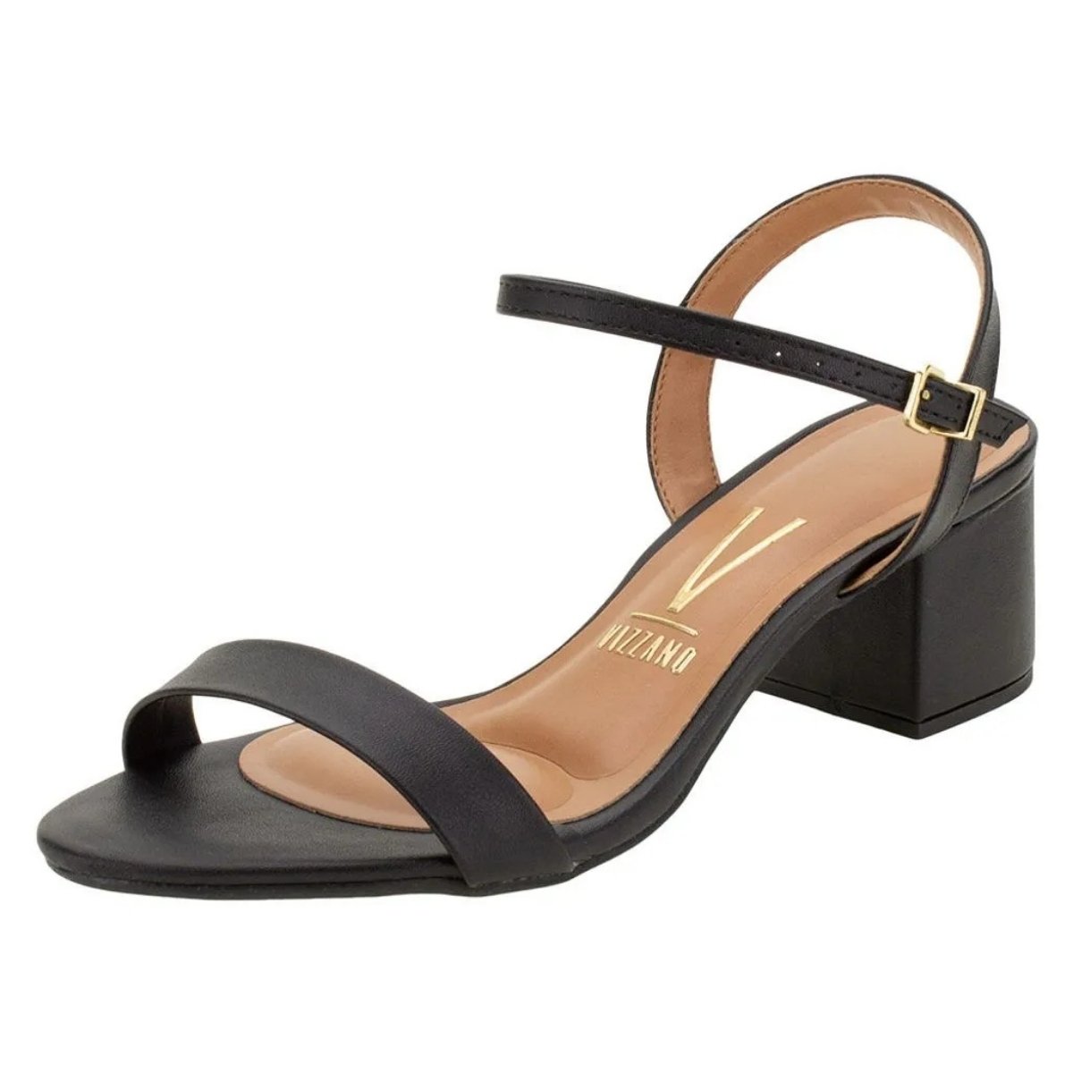 Sandalia Vizzano Casual Salto Medio Quadrado Feminina Preto Preto 5