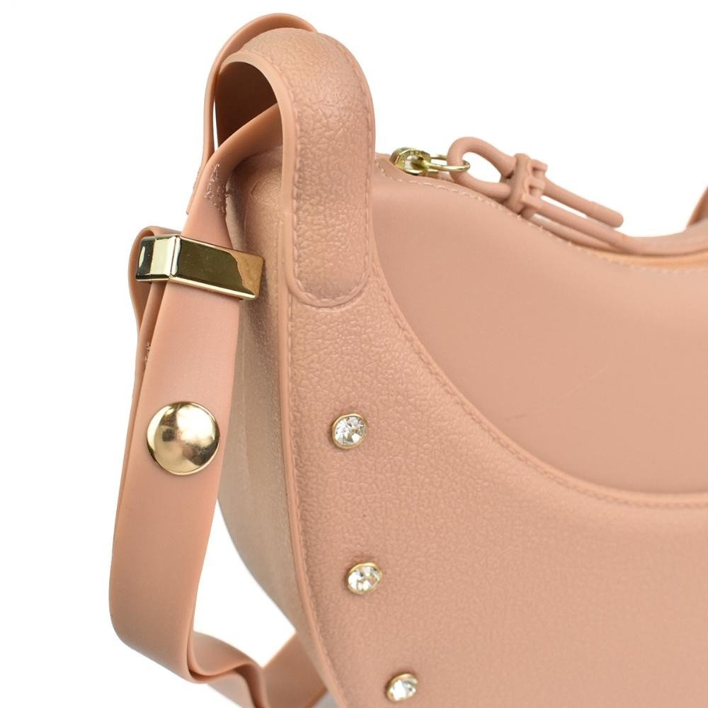 Bolsa Moleca Transversal Curvada Feminina Nude Nude 4