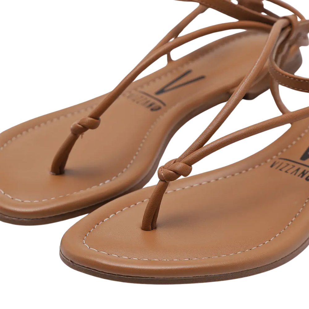 Sandalia Vizzano Rasteira Camel Elegancia Casual Marrom 4