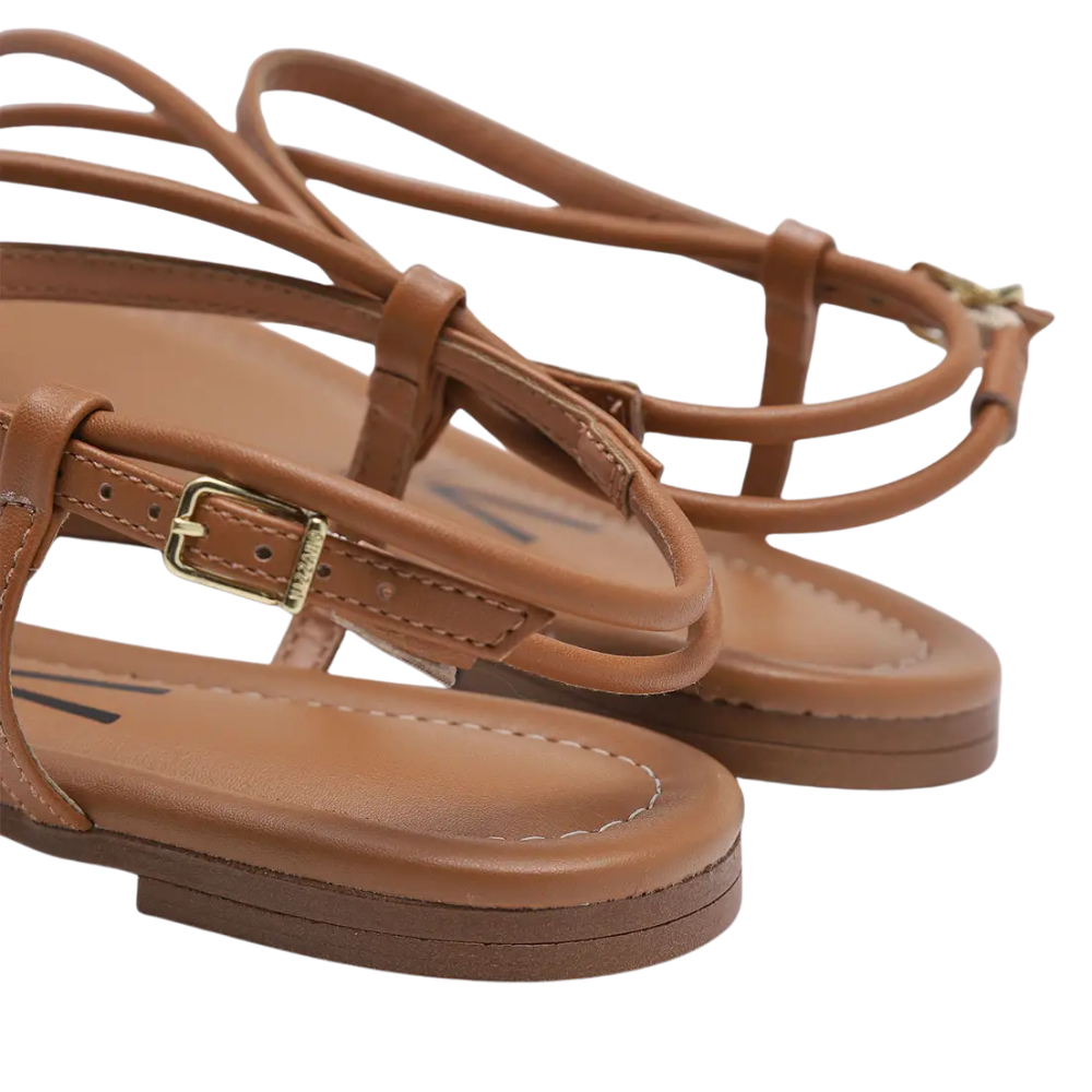 Sandalia Vizzano Rasteira Camel Elegancia Casual Marrom 5